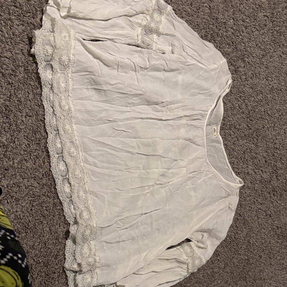White Lace Trim Blouse